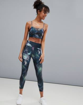 Oysho Sports Gym Leggings In Marbel Print