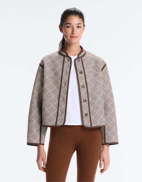 OYSHO Stand-up collar jacket with contrast in brown - view 1