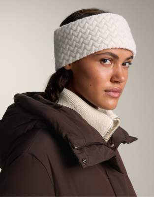 OYSHO - Stirnband aus 100% Wolle in Ecru, 10 cm breit-Neutral