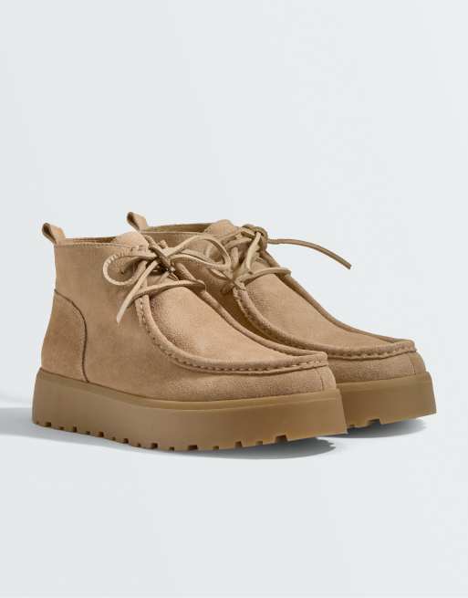 OYSHO stivaletti stringati in pelle color fango, 2 di 7