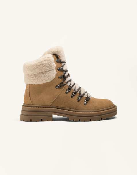 OYSHO - Stivaletti stringati in pelle combinata marrone tostato - view 1