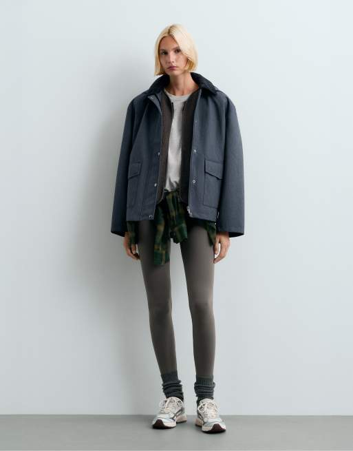 OYSHO Straight 10k waterproof denim-effect jacket in navy, 2 of 5