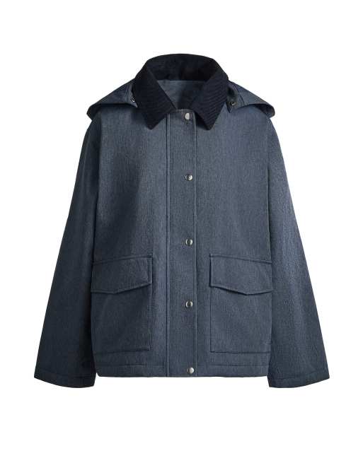 OYSHO Straight 10k waterproof denim-effect jacket in navy, 5 of 5