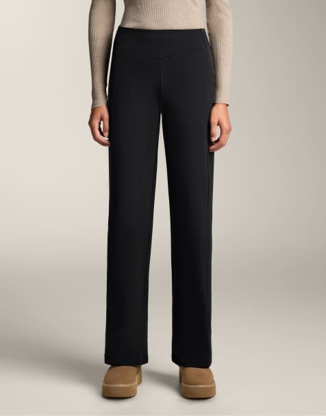 OYSHO Straight-leg high rise warm trousers in black