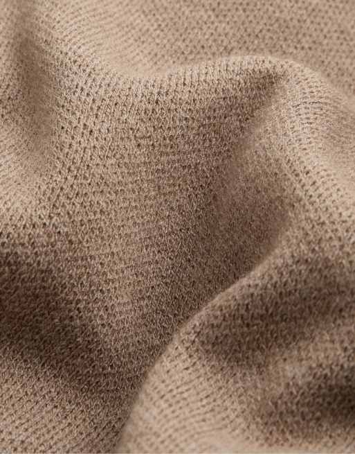 OYSHO Straight-leg knit trousers with rib piping in beige, 3 of 5