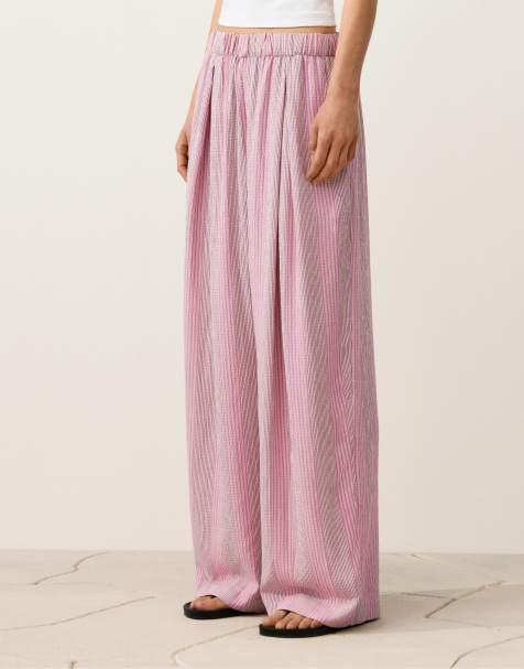 OYSHO Straight-leg striped trousers in pink - view 1