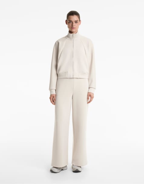 OYSHO Straight-leg striped trousers with soft-touch modal in light pink