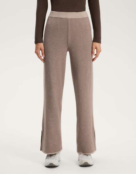 OYSHO Straight leg trousers with contrasting piping in grey