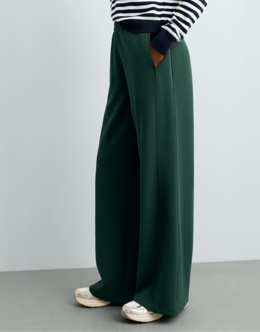 OYSHO Straight-leg trousers with cotton piqué brushed in bottle, 2 of 6
