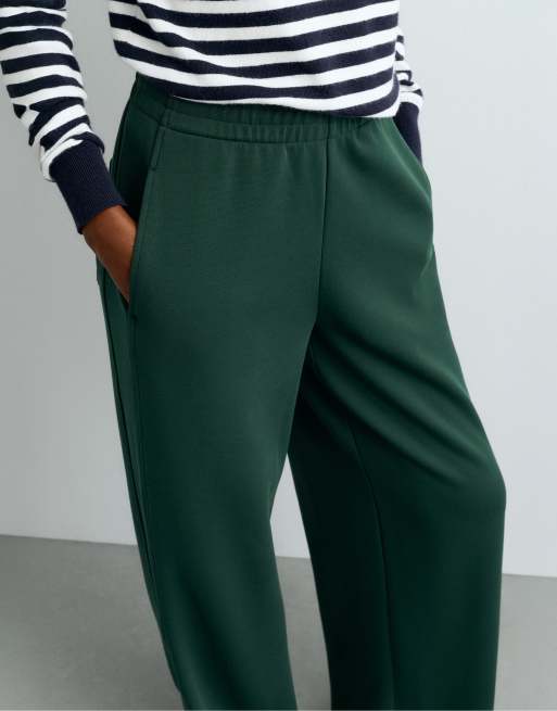 OYSHO Straight-leg trousers with cotton piqué brushed in bottle, 3 of 6
