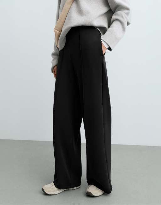 OYSHO Straight-leg trousers with modal and crease in black, 2 of 4