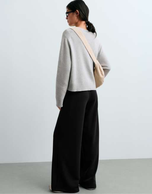OYSHO Straight-leg trousers with modal and crease in black, 3 of 4