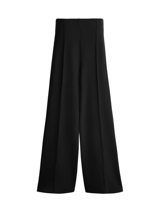 OYSHO Straight-leg trousers with modal and crease in black, 4 of 4