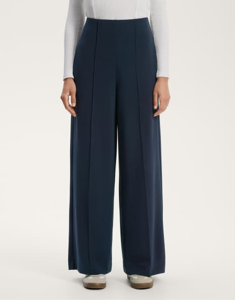 OYSHO Straight-leg trousers with modal and crease in navy - view 1