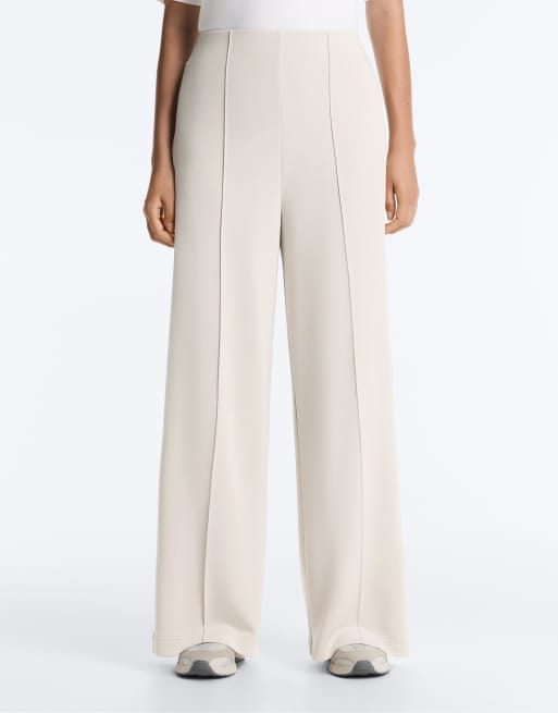 OYSHO Straight-leg trousers with soft-touch modal and crease in pale mink, 2 of 4