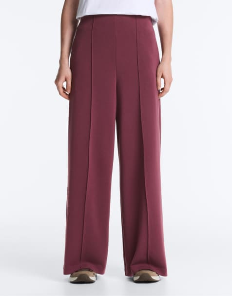 OYSHO Straight-leg trousers with soft-touch modal and crease in purple
