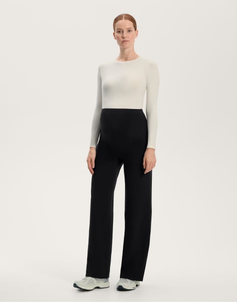 OYSHO Straight-leg warm maternity trousers in black - view 1
