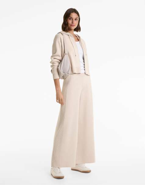 OYSHO Straight side rib knit trousers in grey - view 1