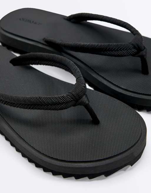 OYSHO – Strand-Sandalen in Schwarz mit geflochtenem Seildesign, 5 von 7