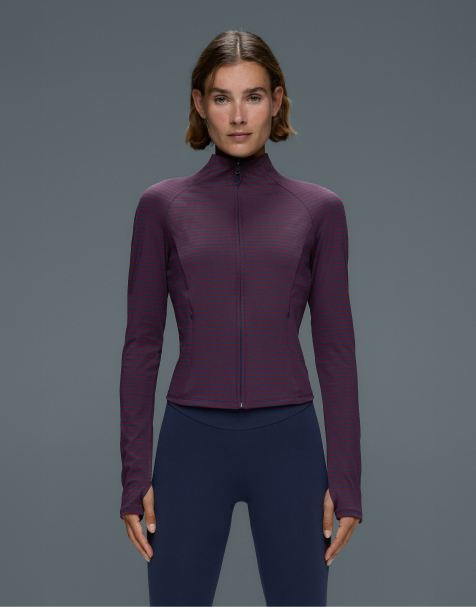 OYSHO stribet teknisk jakke i navy - view 1