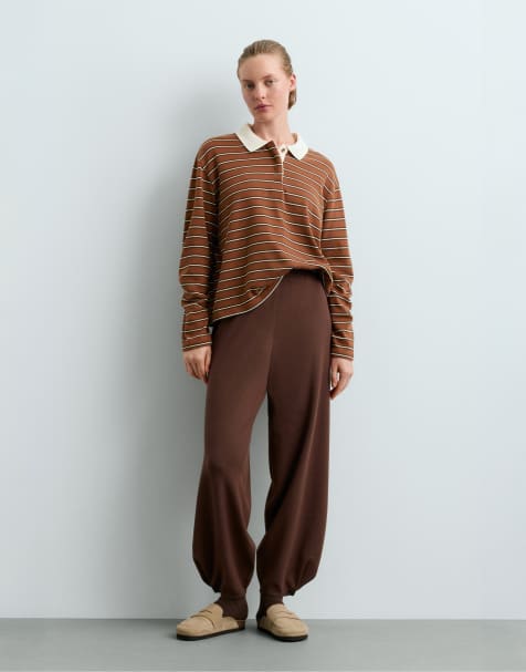 OYSHO Strickhose mit Ballonschnitt in Kakao - view 1