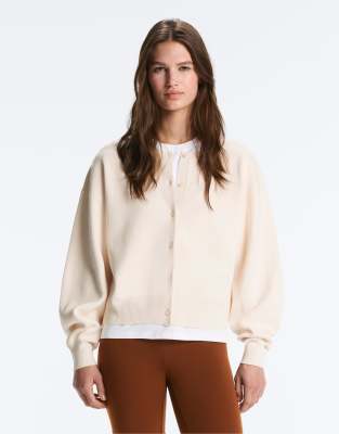 OYSHO - Strickjacke in blassem Ecru mit Ballonärmeln-Neutral