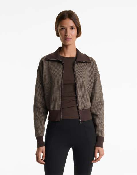 OYSHO – Strickjacke in Braun mit Hahnentrittmuster - view 1