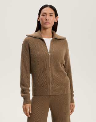 OYSHO - Strickjacke in Gelb mit Reverskragen