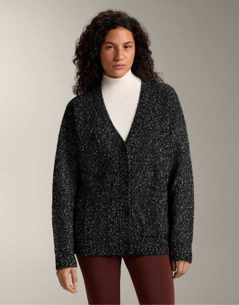 OYSHO – Strickjacke in Schwarz mit 27% Wollanteil, gesprenkeltem Design und V-Ausschnitt - view 1