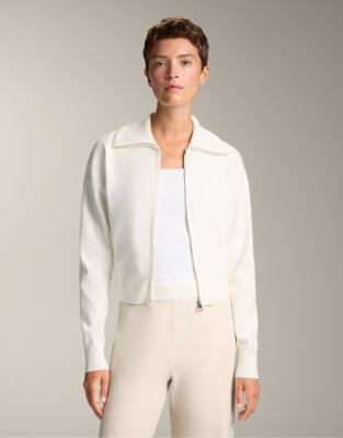 OYSHO - Strickjacke in Wollweiß mit hohem Kragen