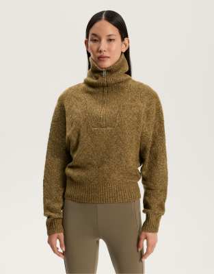 OYSHO - Strickpullover in Military-Khaki mit kurzem Reißverschluss-Grün