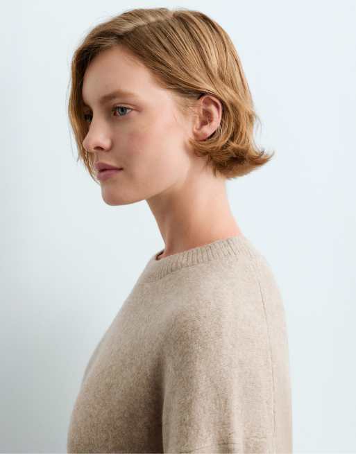 OYSHO Strickpullover mit Rundhalsausschnitt in Mink, 3 von 5