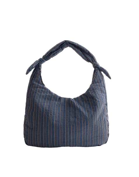 OYSHO Striped bag with knot in navy - view 1
