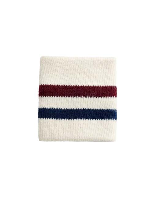 OYSHO Striped cotton blend sport wristbands in navy, 2 of 3