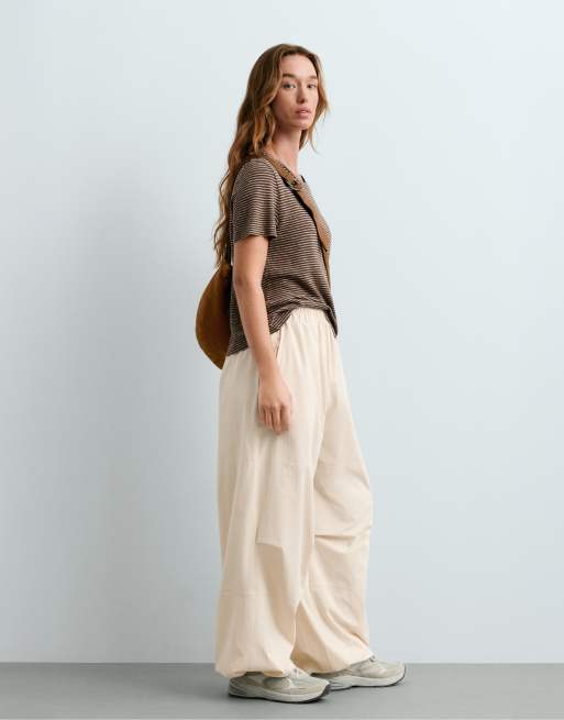 OYSHO Striped fitted t-shirt with cotton and modal in brown, 2 of 6