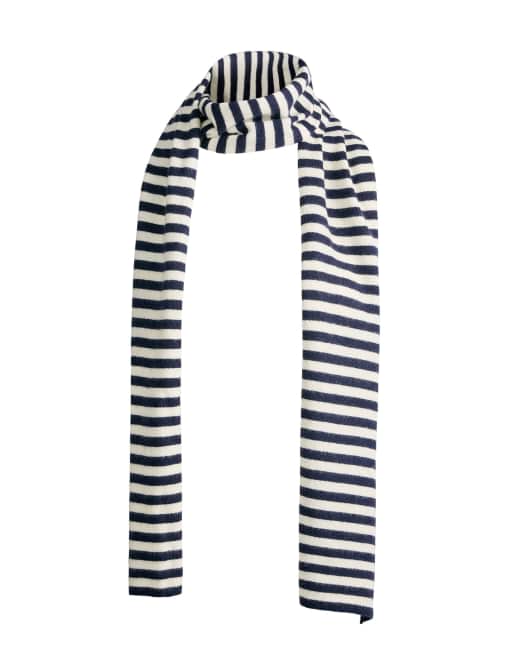OYSHO Striped knit scarf in navy blue, 2 of 4