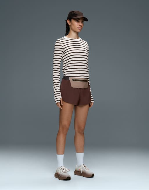 OYSHO Striped long-sleeve technical t-shirt in brown, 2 of 6