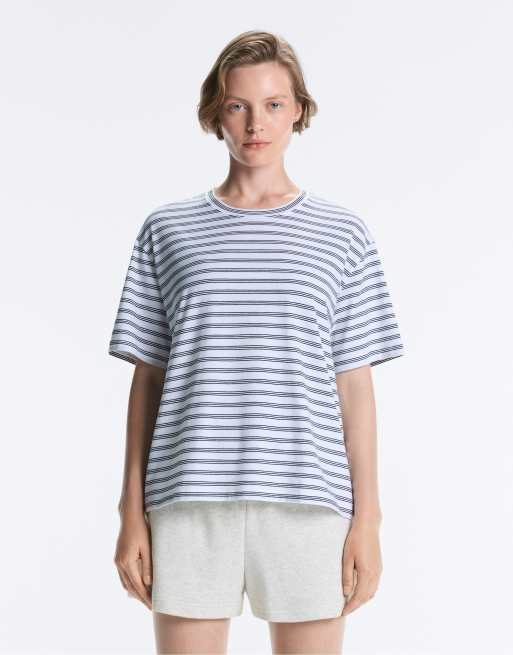 OYSHO Striped short-sleeved t-shirt in black, 2 of 4