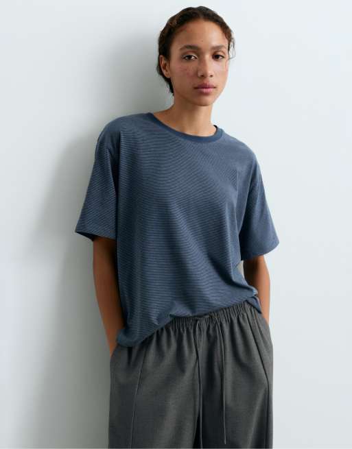 OYSHO Striped short-sleeved t-shirt in navy, 2 of 4