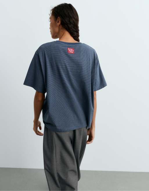 OYSHO Striped short-sleeved t-shirt in navy, 4 of 4