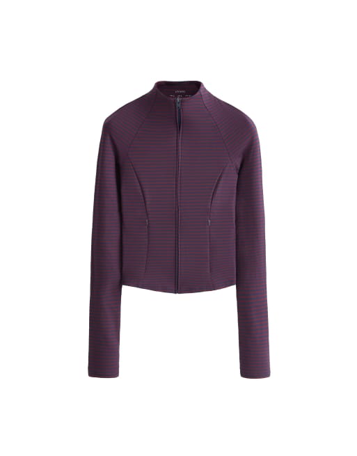 OYSHO Striped technical jacket in navy, 6 of 6