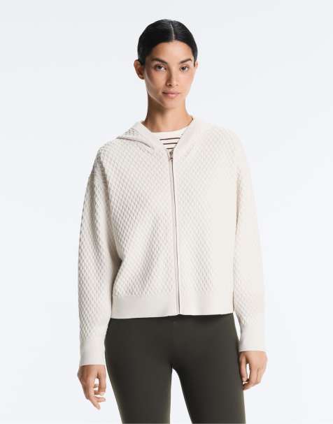 OYSHO Structured knit hooded jacket in pale ecru - view 1