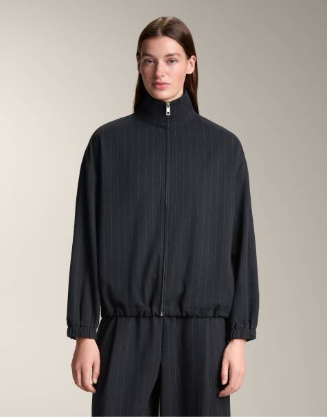 OYSHO Structured pinstripe jacket in navi blue - view 1