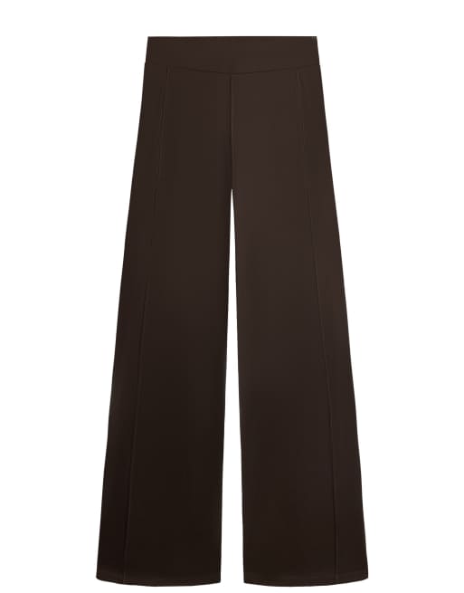 OYSHO Suede-effect straight-leg trousers in dark brow, 5 of 5