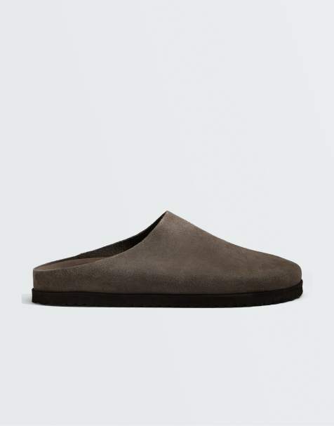 OYSHO Suede mules in grey - view 1