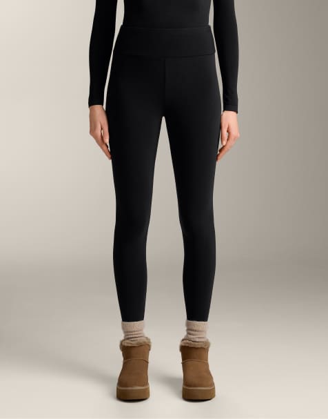 OYSHO Super-extra-warm seamless 70cm high-rise ankle-length leggings in black - view 1