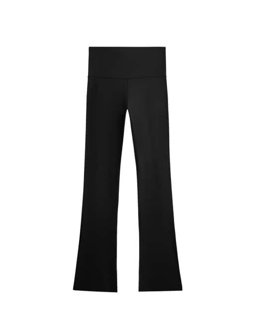 OYSHO Super high rise comfortlux 80cm flare trousers in black, 6 of 6