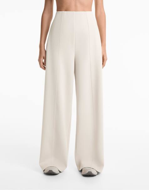 OYSHO Super high rise piqué trousers with cotton in light pink - view 1