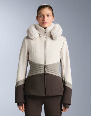 OYSHO - Superenge, wasserabweisende Primaloft-Skijacke mit Blockfarbendesign in Hellrosa