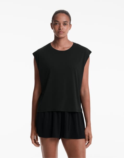 Oysho – Svart, ärmlös t-shirt i modalmix - view 1